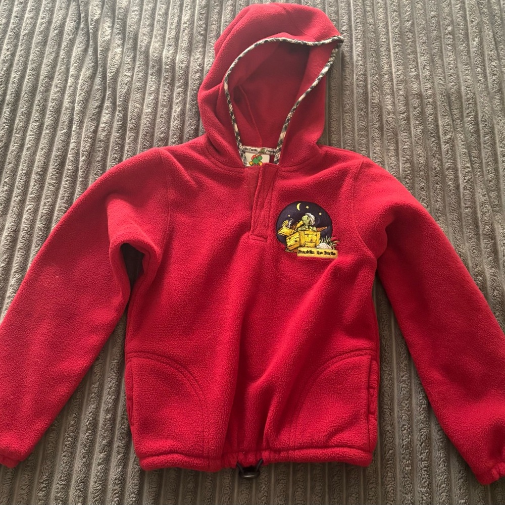 Kids Red Fleece Hoodie Franklin The Turtle